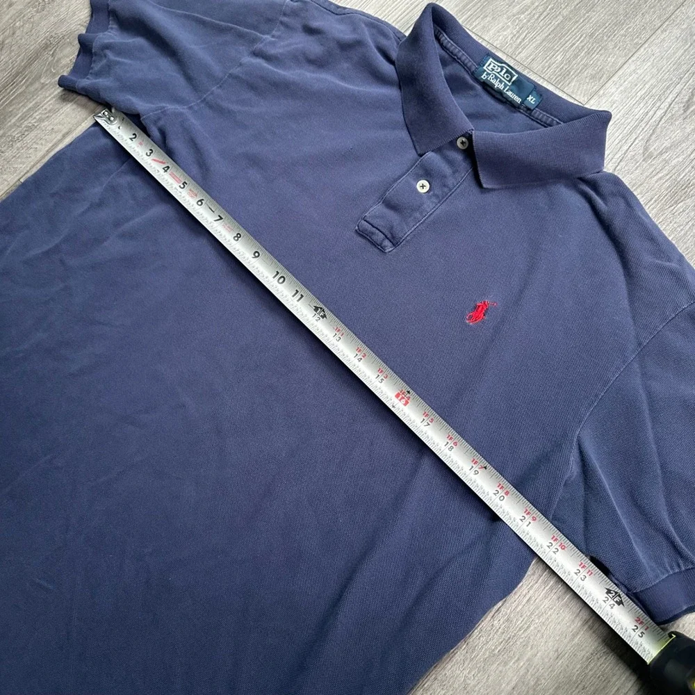 Y2K fade Polo Ralph Lauren Navy Polo Shirt Men's XL Red Pony